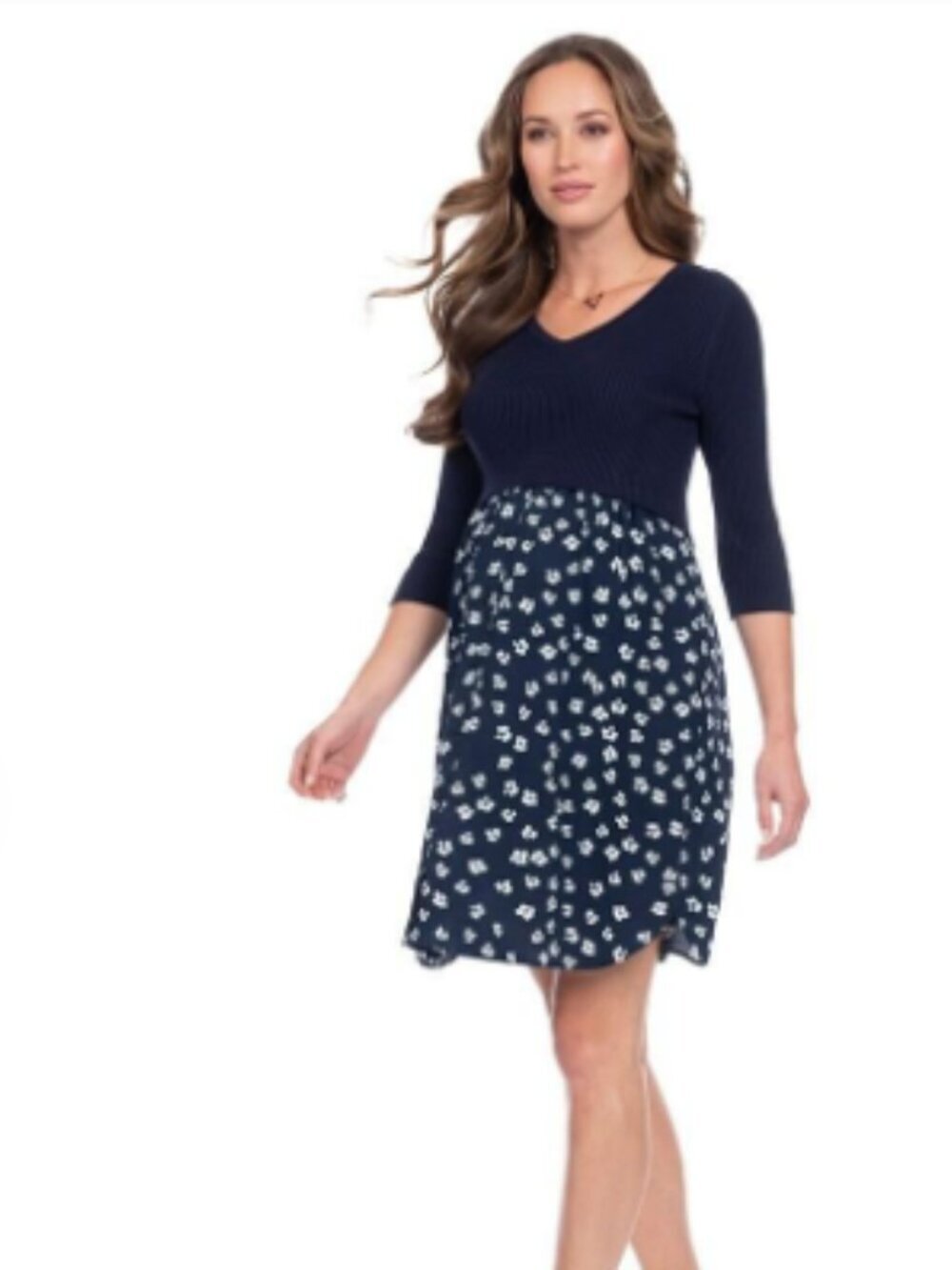 NWT Seraphine Amy Knitted Bodice Nursing Dress Navy Floral